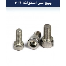 پیچ الن سر استوانه استیل 304 قطر 12 میلیمتر طول 110 میلیمتر (بسته 50 عددی)